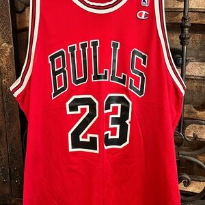 Michael Jordan Authentic Champion Bulls Red Jersey